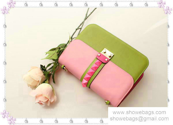 2014 Valentino Garavani shoulder bag 00336 pink&green